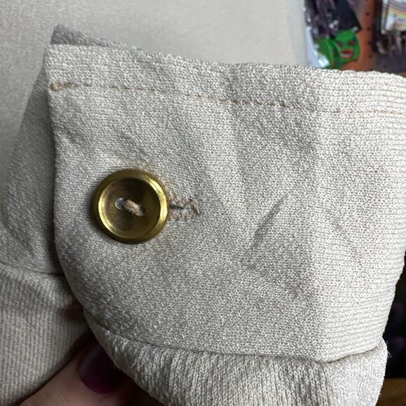 Vintage 70's NPC Fashions Moleskin/Polyester Button Up Blouse Beige Indie Retro - Picture 4 of 6